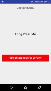 Android context menu java snippet code download