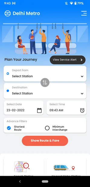 DMRC Travel App ticket booking page